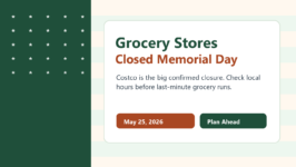Grocery stores closed on Memorial Day 2026 hours guide